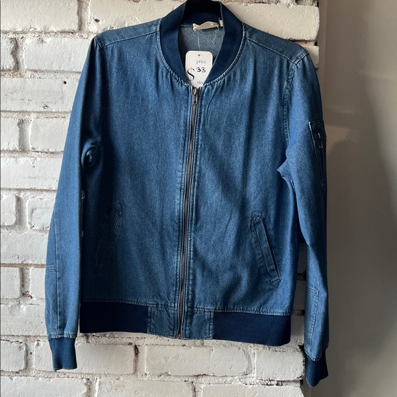 RD Style Jackets & Blazers - Denim Bomber Jacket in Medium Blue lightweight spring jacket rd style